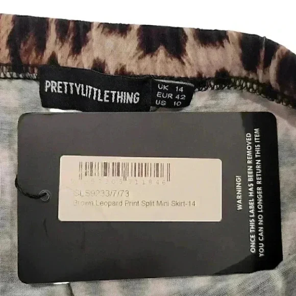 PrettyLittleThing Brown Leopard Print Split Mini Skirt for Sexy Looking Girls - Picture 4 of 9